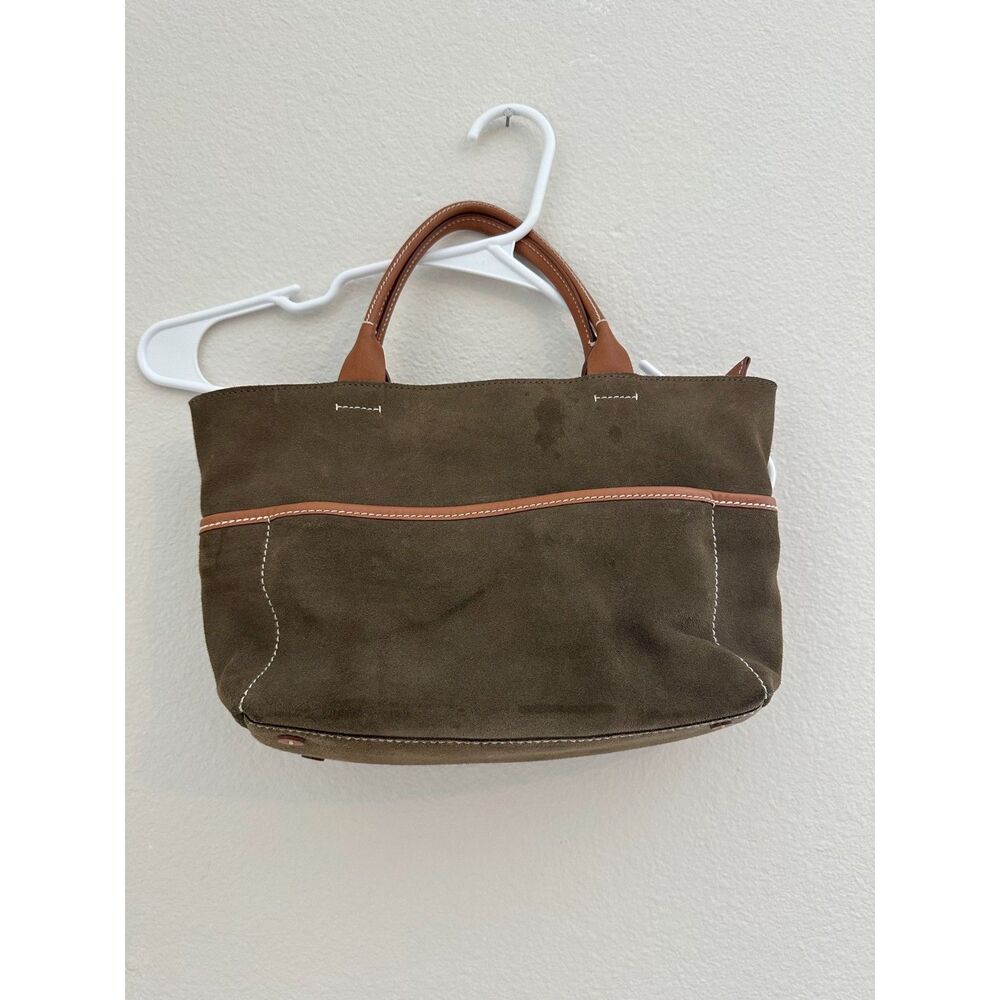 GAP Vintage Suede Leather Shoulder Tote Green
